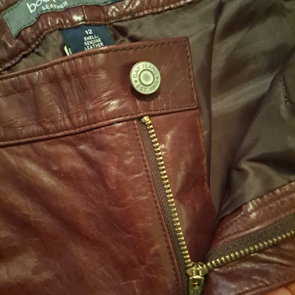 GAP Brown Leather Pants size 12 Boot Cut